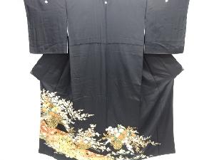 花車に鶴模様刺繍留袖(比翼付き)
